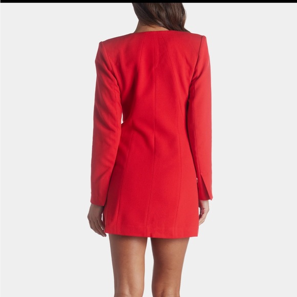Lord & Taylor Deep Vneck Blazer Mini Dress Red - Picture 3 of 5